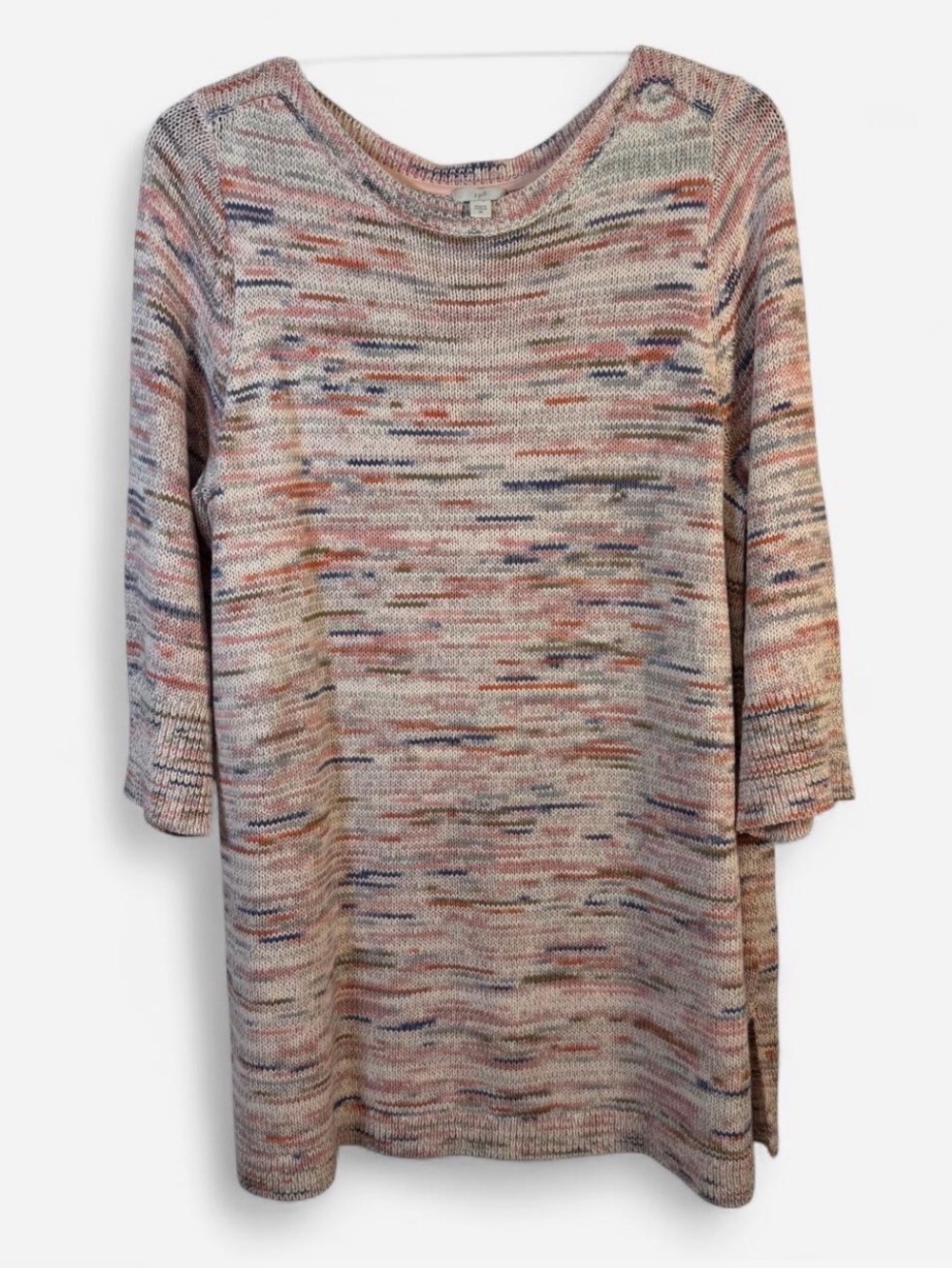 J. Jill Multicolor Speckled Knit Tunic in Cream and Blue 2X
